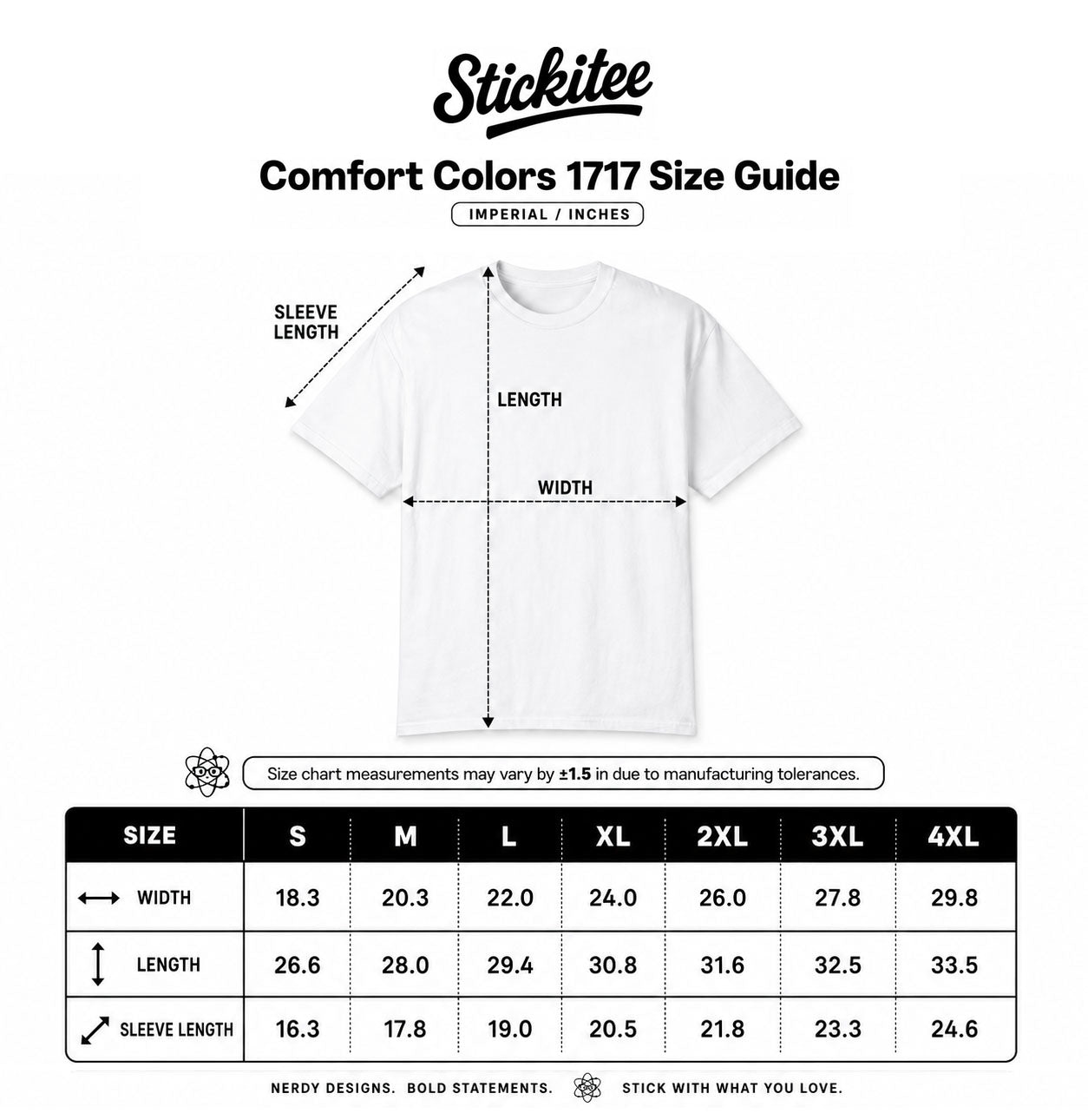 Comfort Colors 1717 size chart